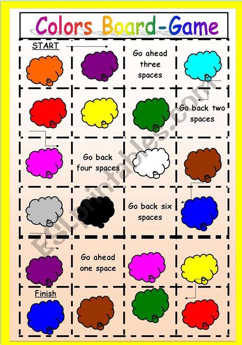 Colors Board Game Esl Worksheet By Mariojr912000
