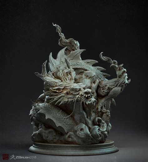 Chinese Dragon Statuezbrush2018beta Test Zhelong Xu On Artstation At