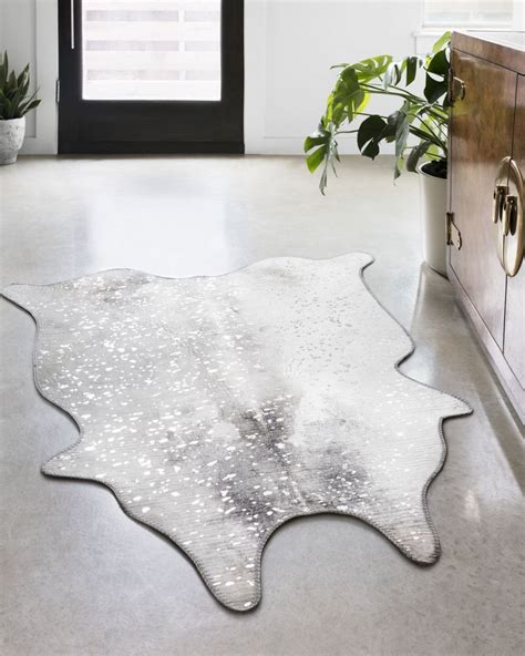 Loloi Odessa Ode 02 Silver Grey Synthetic Cow Hide Rug From The