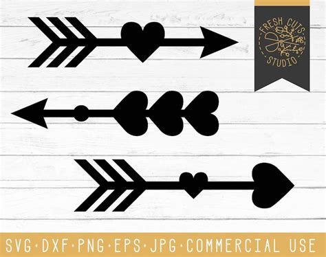 Heart Arrow Svg Cut Files Cute Arrow Vector Cameo Cricut Etsy