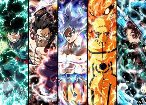 Kopoo Goku Naruto Luffy Ichigo Natsu Anime Póster 11 X 17 Pulgadas