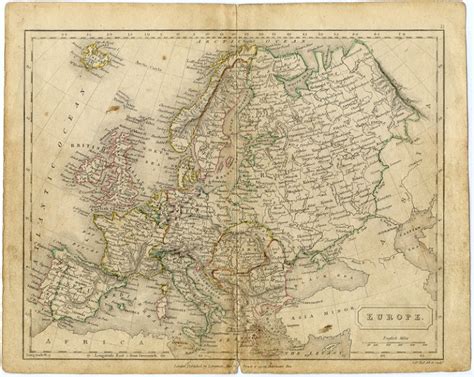 Historical 1820s Color Map Of Europe Barnebys