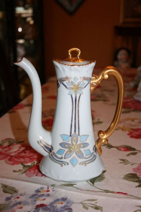 I didn't polish this one because i like this patina better, you can always polish it yourself, obtaining this patina takes a while. Antique T & V Venice LIMOGES Pat.1896 Hand painted Art Nouveau coffee/ tea pot #TressemannVogt ...