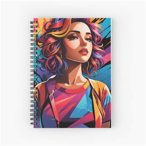 A Womans Face With Colorful Hair Spiral Notebook