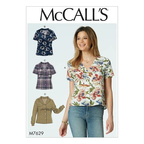 Mccalls Sewing Pattern Misses Button Front Tops With Collar And