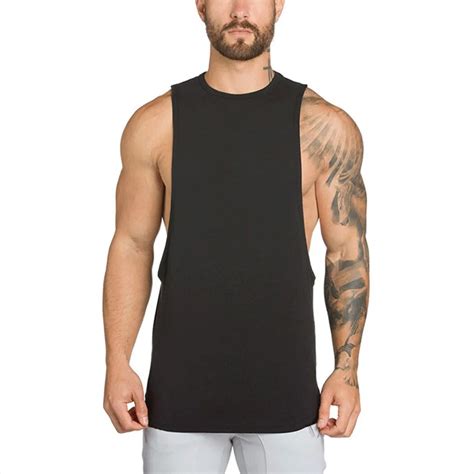 Summer Fitness Tank Top Men Cotton Sleeveless Loose Vest Singlet Casual Mens O Neck Solid Color