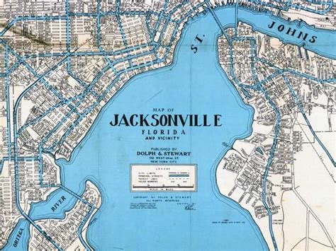 Vintage Map Of Jacksonville Historic Jacksonville Map Large Etsy