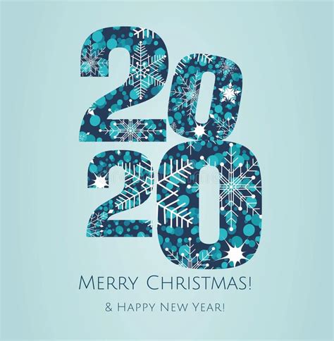 Merry Christmas Card Happy New Year 2020 Text Design Stock Vector