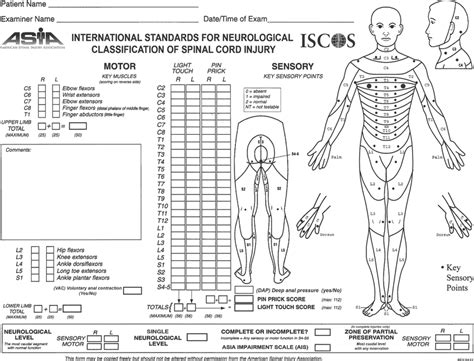 1 A Assessment Sheet American Spinal Injury Association