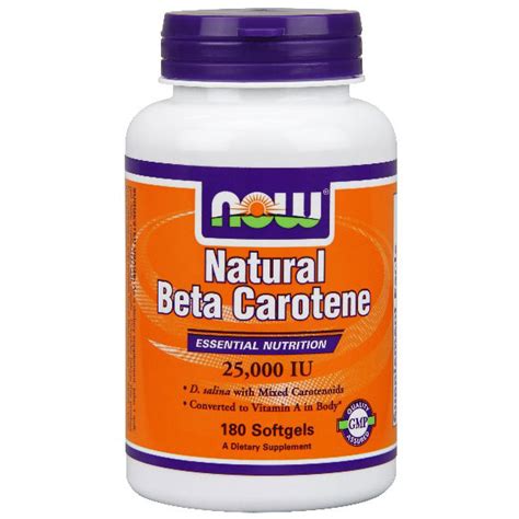 Natural Beta Carotene 25000 Iu 180 Softgels Now Foods Happyhealthyou6