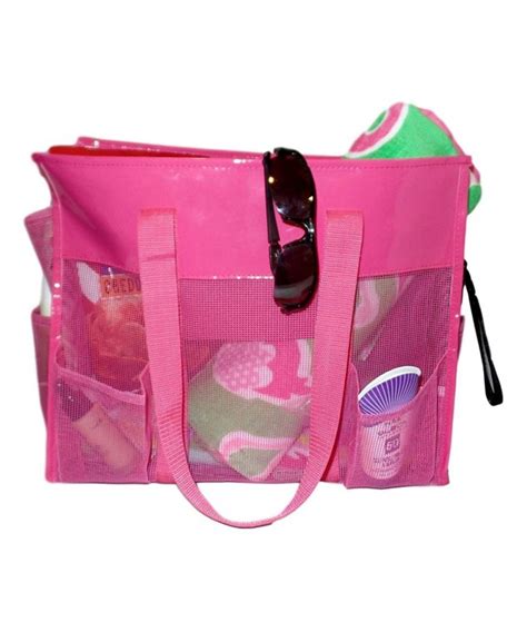 waterproof mesh shopper utility beach bag zipper organizing tote pink cn18cc8ndy7