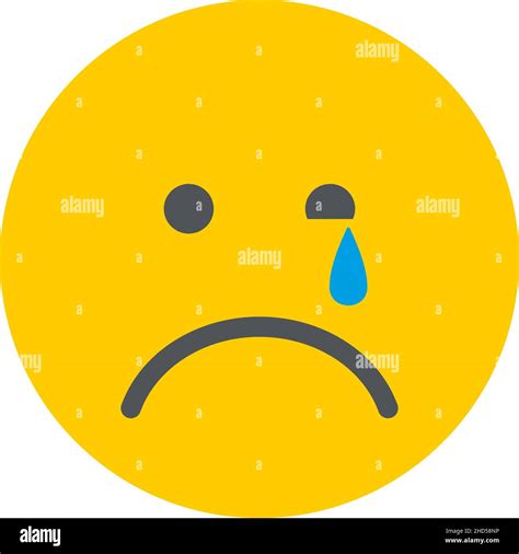 Crying Emoji Yellow Flat Circle Face In Sadness Stock Vector Image