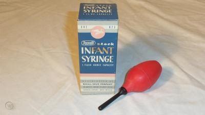 Vintage Rexall Stork Infant Rectal Enema Rubber Bulb Syringe Box