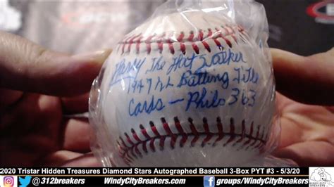 2020 tristar hidden treasures diamond stars autographed baseball 3 box pyt break 3 5 3 20