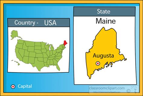 Us State Maps Clipart Photo Image Augusta Maine 2 State Us Map With