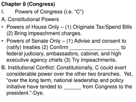 Ppt Chapter 8 Congress I Powers Of Congress Ie “c” A