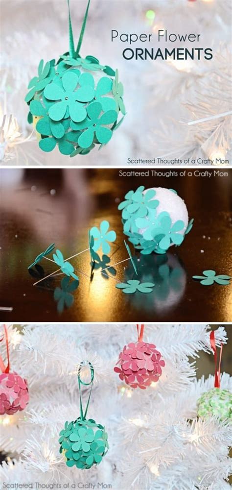 Paper Flower Christmas Tree Ornament Craft For Kids