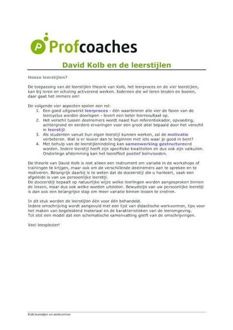 PDF Kolb Leerstijlen En Werkvormen 2012 WordPress Com Kolb