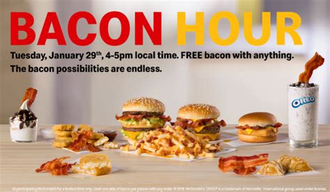 October 27, 2019 at 7:06 pm. McDonald's announces bacon happy hour for one day | 2019 ...