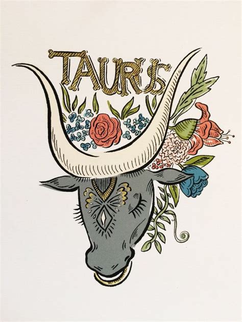 Signs Of The Zodiac Taurus Illustration 8 X By Oliveandcostudio