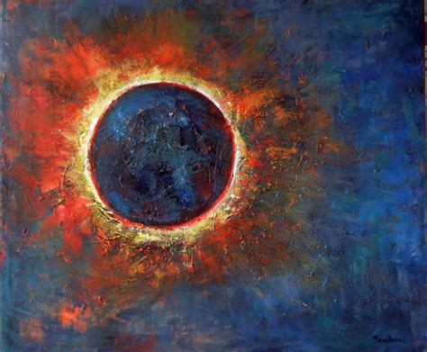 Solar Eclipse Abstract Painting Original Art Sun Moon On