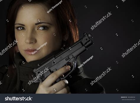 Attractive Woman Gun Stock Photo 183280634 Shutterstock