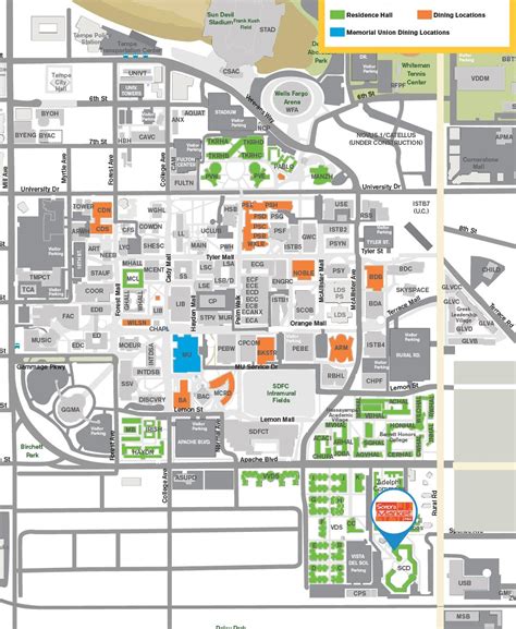 Asu Tempe Campus Map Atlanta Georgia Map