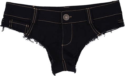 Iefiel Womens Sexy Cut Off Low Rise Cheeky Mini Denim Shorts Thong Jean Shorts Beach Shorts Hot