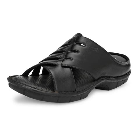 Buy Hitz Blackleatherslippers For Men At