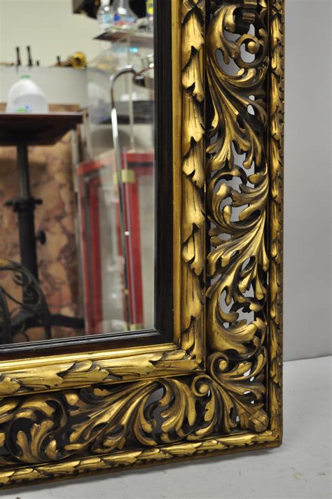 Antique French Baroque Rococo Style Pierce Carved Wood Large Gold Mirror For Sale At 1stdibs