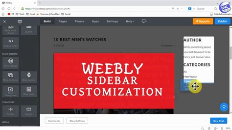 Weebly Tutorial Weebly Blog Sidebar Customize Youtube