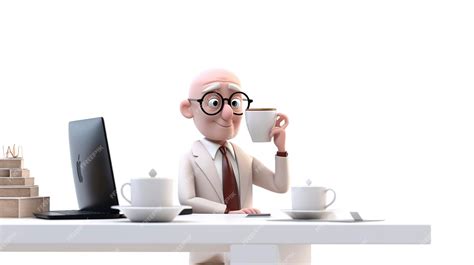 Premium Ai Image Character Sipping Coffee In Home Office Scenes