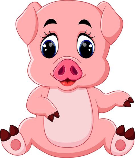 Ilustración De Dibujos Animados Lindo Bebé Cerdo Vector Premium