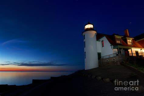 Point Betsie Lighthouse At Night Frankfort Michigan Photograph By