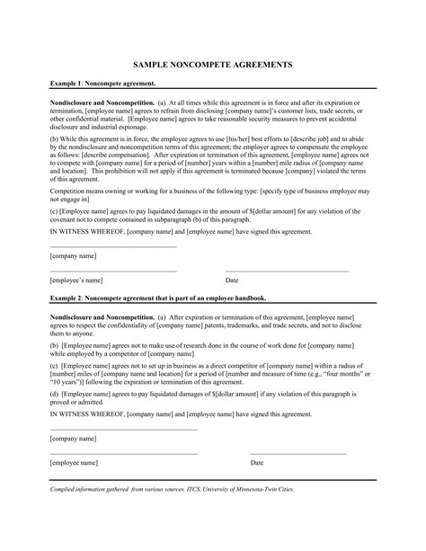 Non Compete Agreement Examples 21 Pdf Word Examples