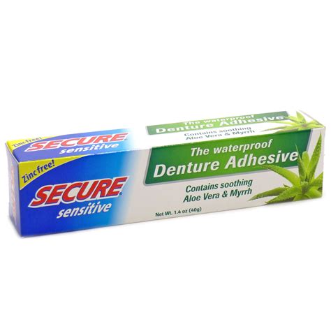 Dentek Secure Sensitive Waterproof Denture Adhesive With Aloe And Myrrh