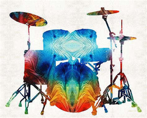 Drum Set Art Color Fusion Drums By Sharon Cummings Painting By