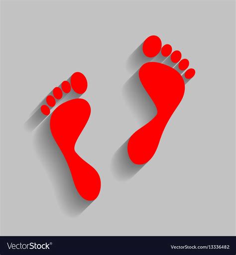 Foot Prints Sign Red Icon With Soft Royalty Free Vector