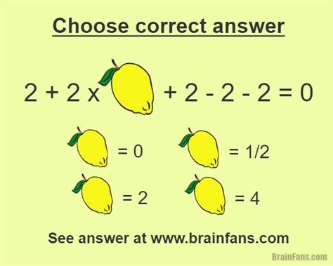 Brain Teaser Picture Logic Puzzle Lemon Number There Is An