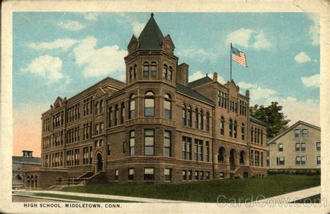 Street View Of High School Middletown Ct Postcard
