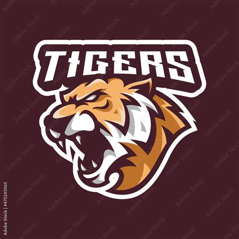 Tiger Esport Gaming Mascot Logo Design Angry Roaring Tiger Head Badge
