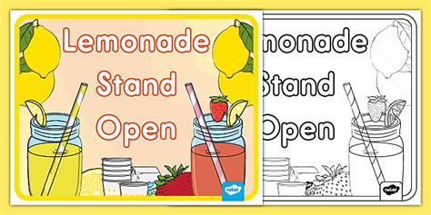 Lemonade Stand Dramatic Play Open Sign Printable Twinkl