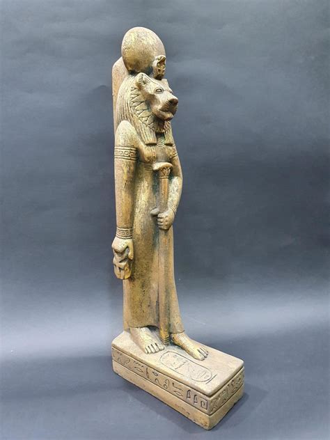 Egyptian Lioness Goddess Sekhmet Statue 17 Inches Tall In Golden