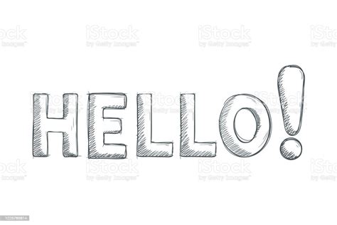 Hello Text Hand Drawn Sketch Pencil Drawing Grunge Style Stock