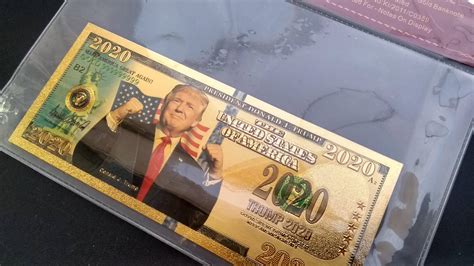 Authentic 24k Gold Commemorative Trump 2020 Fists Up Banknote W Certificate Of Authenticity
