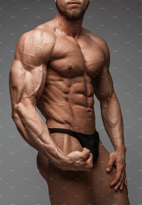 Bodybuilder Man With Perfect Abs Containing Muscle Bodybuilder And