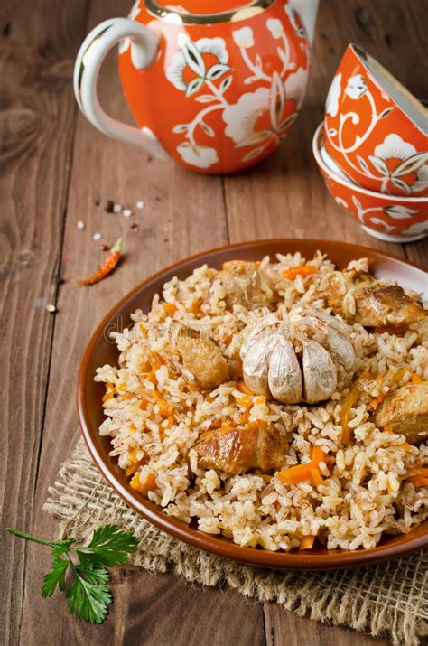 Rice Pilaf With Meat And Vegetables Stock Photo Image Of Meal Garlic