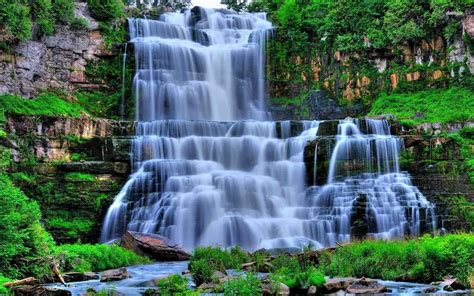 Waterfall Hd Wallpaper Free Download Зеленая природа Водопады Пейзажи