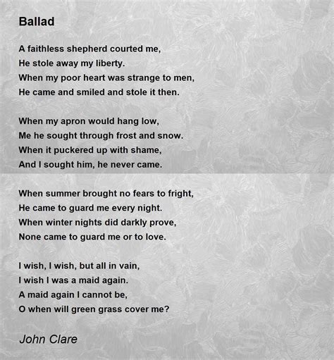 Ballad Poem By John Clare Poem Hunter
