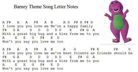Image Result For Barney The Dinosaur Sheet Music Music Letters Read